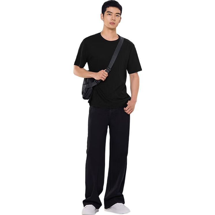 MARKLESS Футболка мужская из 100% хлопка, однотонная, с коротким рукавом, размер 2XL, цвет Полуночный черный
