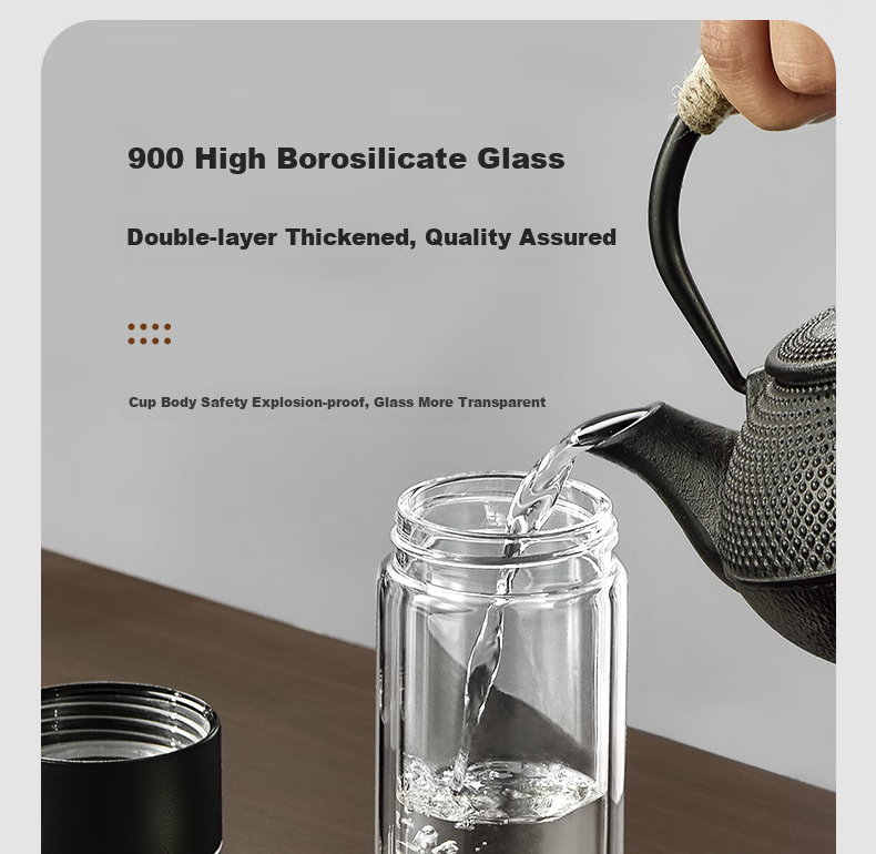 TOMIC Tea Infuser Mug, Antibacterial Double-Layer Glass Cup for Men, Titanium Tea Separator Cup, Customizable for Group Purchase 6