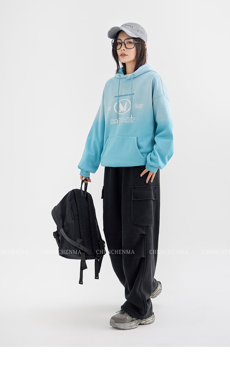 Chenchen Mom Gradient Parent-Child Gradient Color Hooded Fleece Sweatshirt 6762D 23