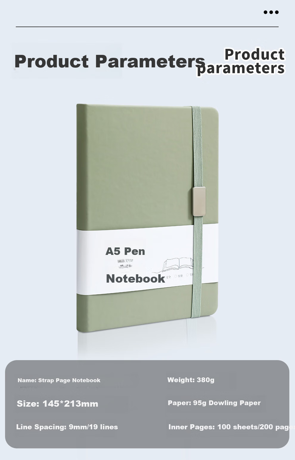 Zuodi A5 Notebook with Page Numbers, Binding Strap, High-Quality Thick Notebook, Large Line Spacing Notebook, Stationery, Diary, Customizable 9