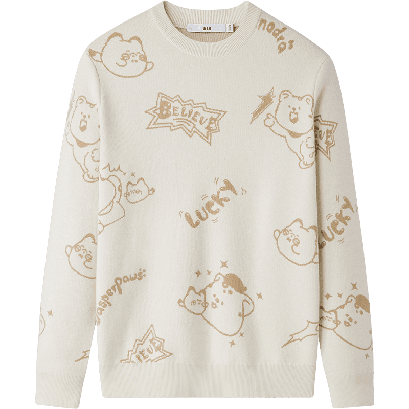 HLA Heilan Home Men's Long Sleeve Knitted Sweater Autumn Fashion Jacquard Pullover Comfortable Warm Long Sleeve Men