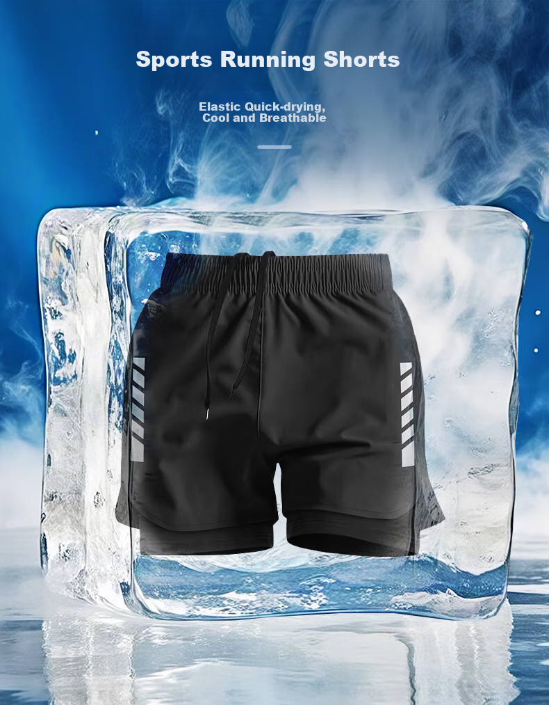VICTORIATOURIST Men's Running Shorts with Sports Lining, Three-Quarter Length Track Pants, Indoor Professional Marathon Quick-Dry Two-In Fitness Shorts 1