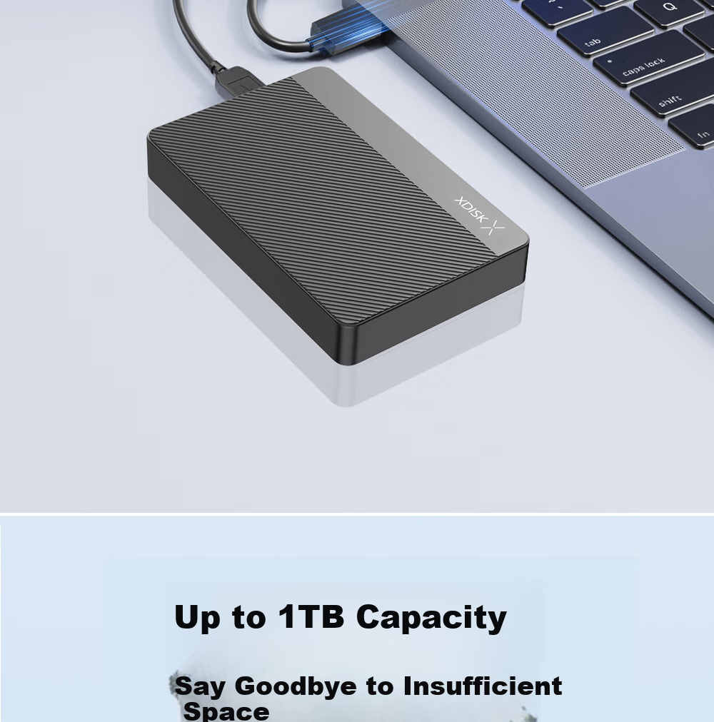 Xiaopan (XDISK) USB 3.0 External Hard Drive 1TB Dual Disk Backup X Series 2.5-Inch Classic Black External Storage for Data, Photos, Videos High-Speed Transfer 10