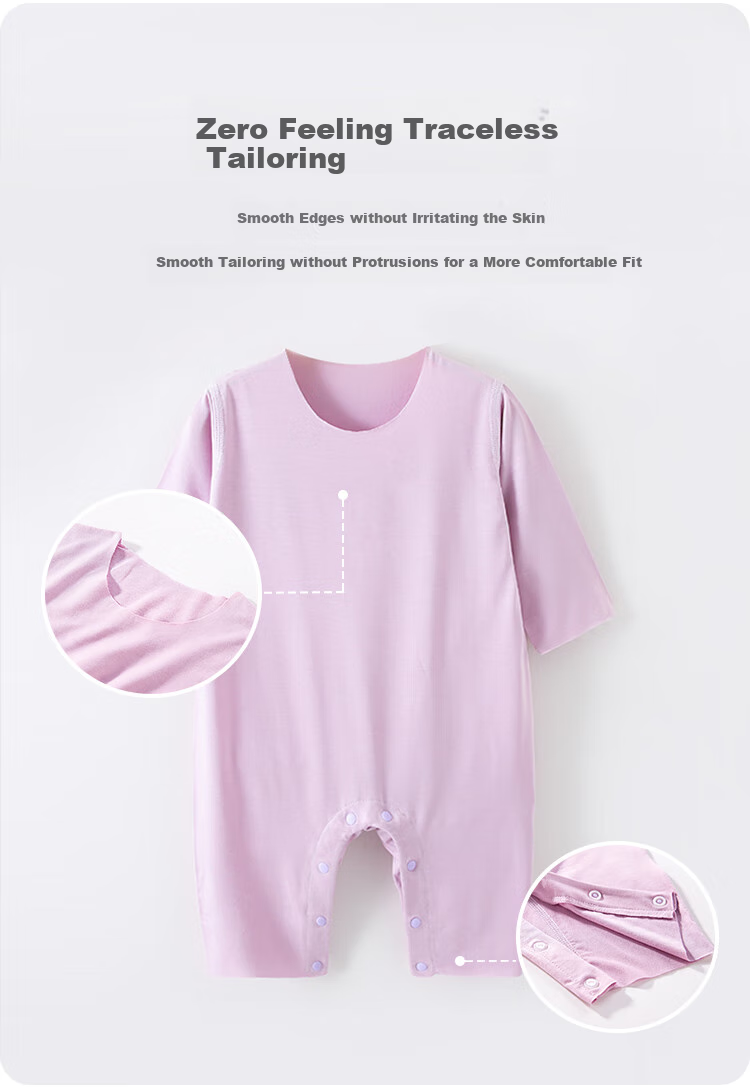Qiaojiaoya Baby Clothes, Summer Thin Style, Newborn Onesie, Full Moon And Hundred Days Celebration, Infant Pajamas, Lyocell, Purple, 59cm 5