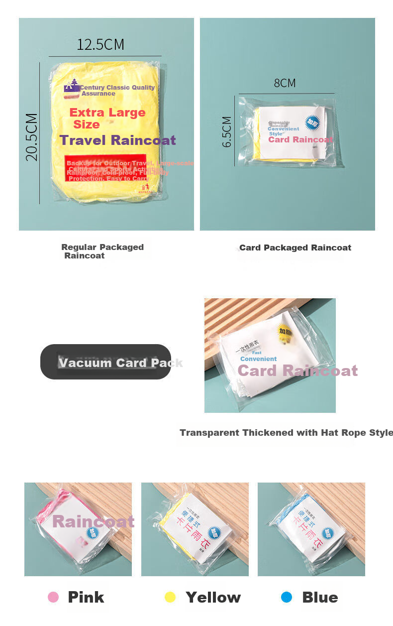 BWNK 5-Pack Card-Style Rain Ponchos, Disposable Portable Mini Compressed Raincoats, Outdoor Travel Rain Capsules That Don't Take Up Space 9