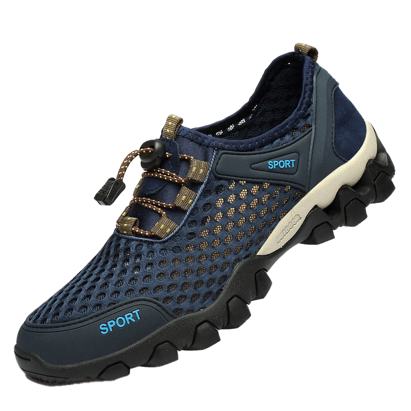 FOOTOPPO Men's Mesh Outdoor Water Shoes Hollow Mesh Sandals Summer Fishing Non-Slip Wear-Resistant Casual Sports Sandals
