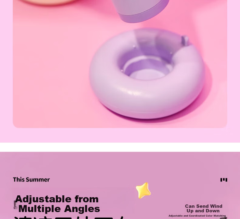 Ouliwen Small Fan, Desktop And Bed Handheld, USB Rechargeable, Low Noise, Three-Speed with Base, Portable Mini High-Power Fan for Office And Dormitory, My Little Pony Purple 5