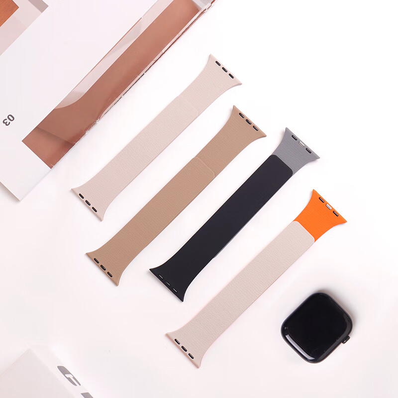 MSSM Compatible Apple Watch Band for Apple Watch S12/11/10 Silicone Magnetic Strap, IWatch Ultra4/Se3 Litchi Pattern Band, Oxford Pink with Starlight