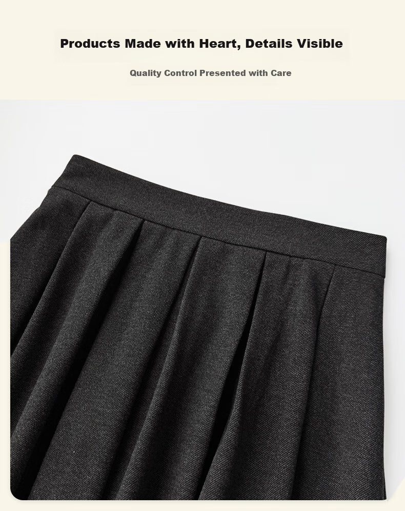 LangSha Women's Woolen Feel Skirt 2026 Spring Autumn High Waist Loose Slim A-Line Mid-Length Skirt 13
