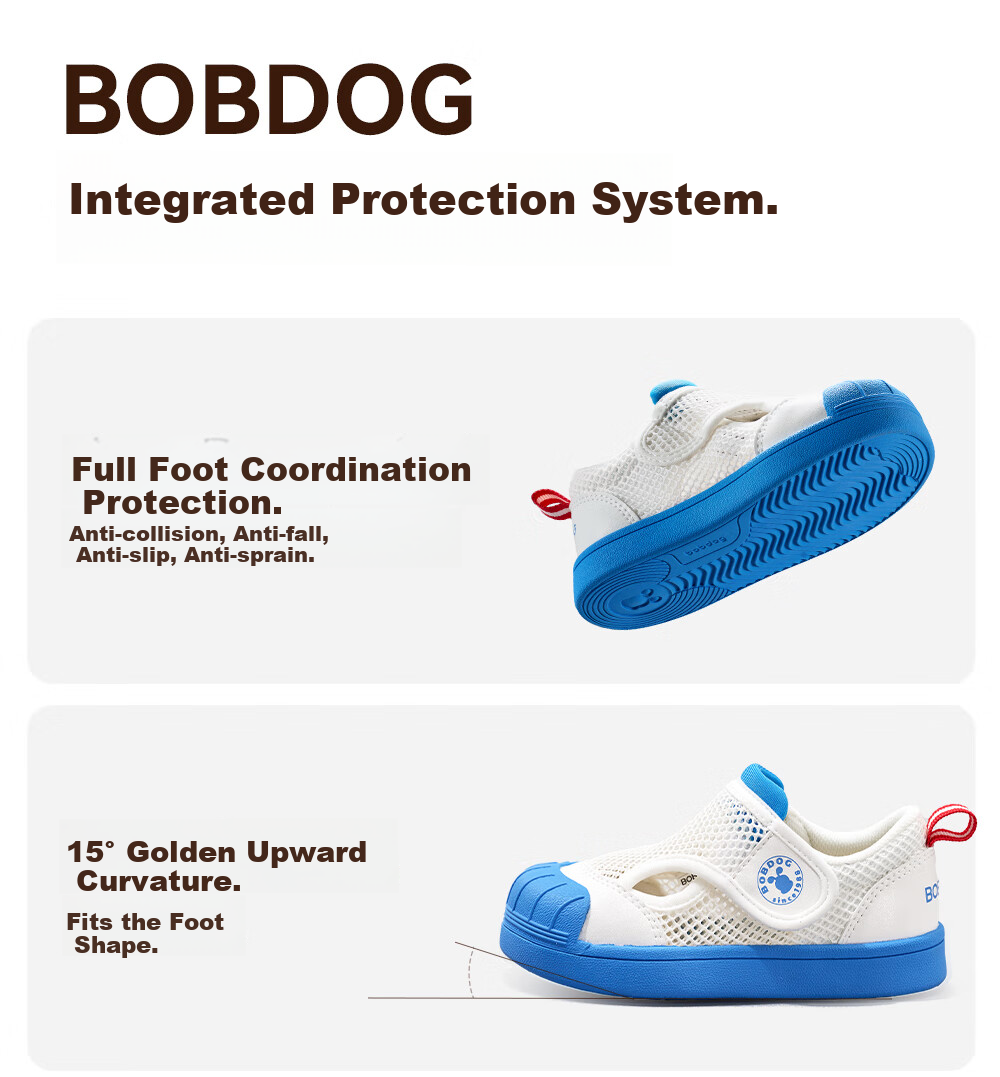 BOBDOG Children's Sandals, Breathable Non-Slip Hollow Design, Indoor Toddler Walking Shoes, Sky Blue, Size 30 20