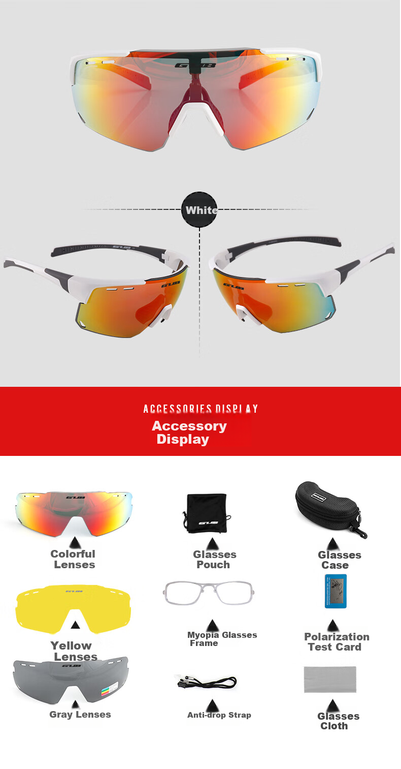 GUB Polarized Colorful Cycling Glasses for Men And Women, Outdoor Windproof Goggles for Road And Mountain Biking, Myopia Protection Eyewear 11