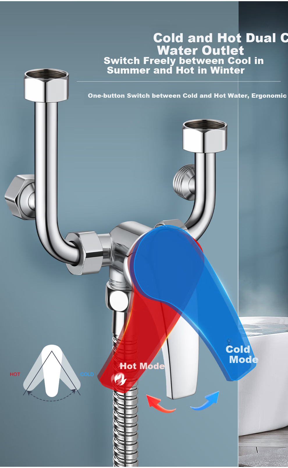 CVBAB Electric Water Heater Mixing Valve Switch, Brass Hot And Cold U-Shaped Surface-Mounted Shower Faucet, Water Heater Accessory CV1352 6