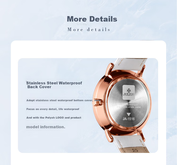 Julius Watch for Women, New Model, Suitable for Middle School And High School Students, Female Students' Exam Calendar Quartz Watch, White JA-1516LB 6