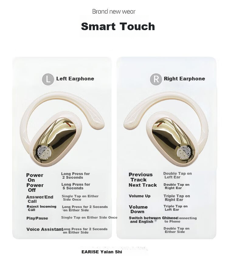 EARISE 2026 New Genuine Noise-Cancelling Open-Bone Conduction Wireless Bluetooth Headphones, Sports Ear-Hook Style, Ultra-Long Battery Life, Universal for Mobile Phones, JS918 Skin Color Smart Wearable Device 19