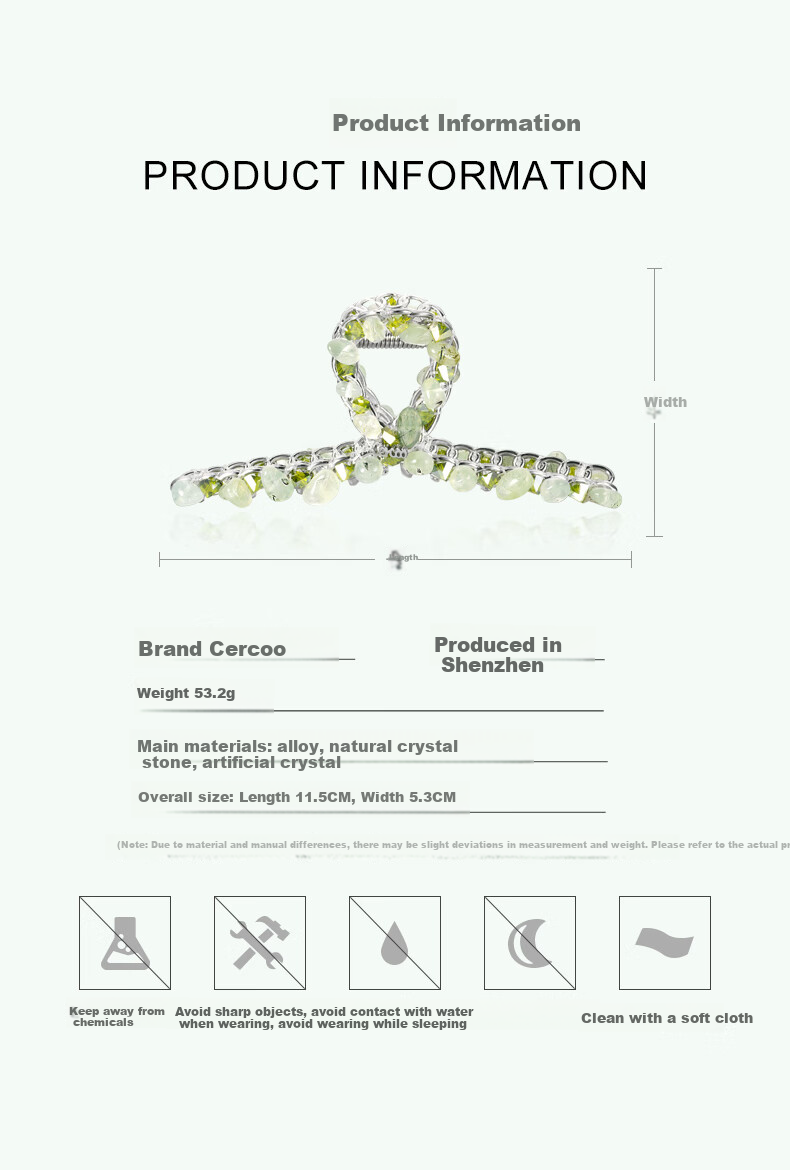 Cercoo Alguoyuan Crystal Large Hair Claw Clip, Back of Head Shark Clip, High-End Hair Clip, Hair Accessory, Elegant 3