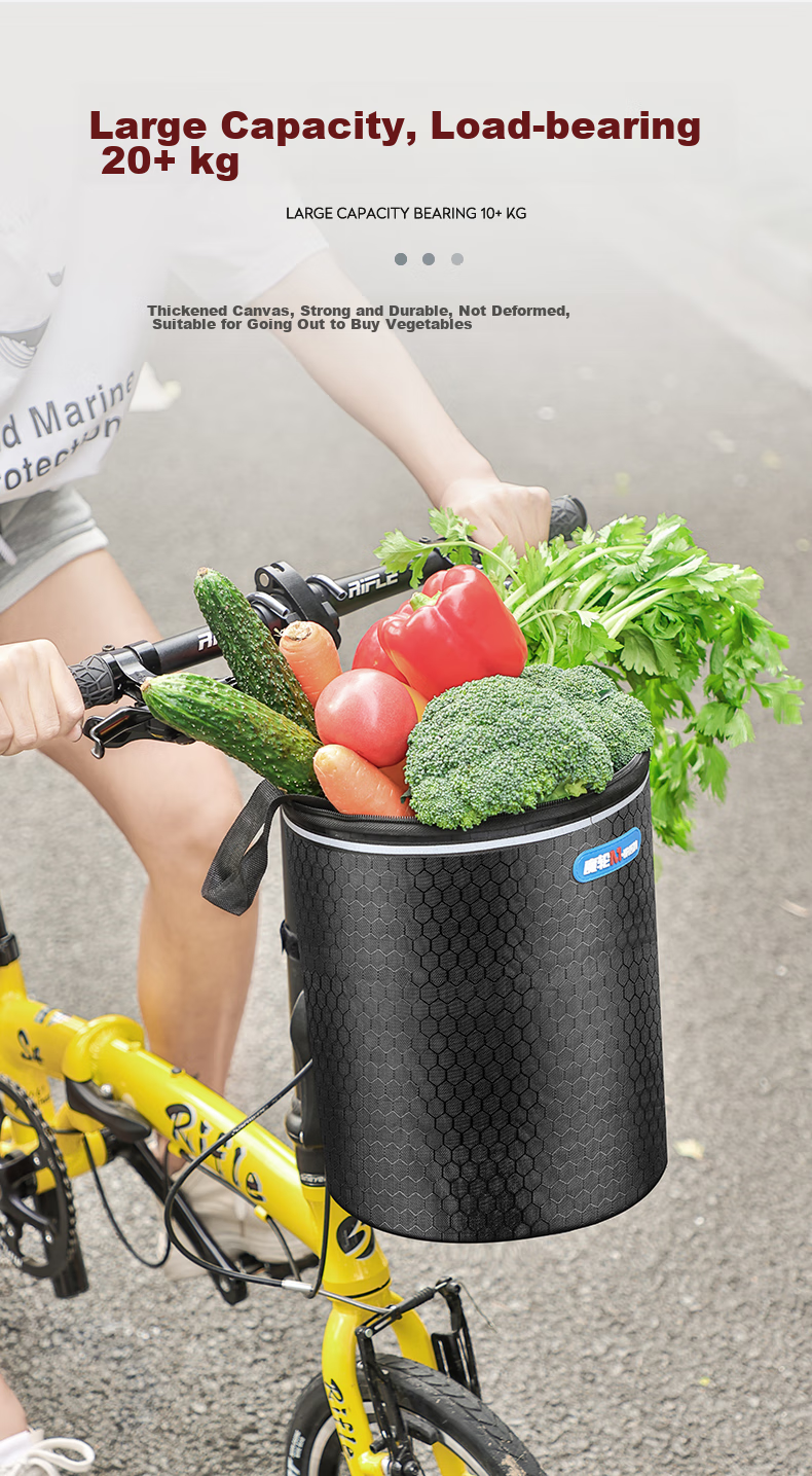 Move Iron Bicycle Front Basket, Electric Bike Front-Mounted Hanging Basket, Universal Folding Waterproof Bicycle Basket, Upgraded Wear-Resistant Long Versio 8