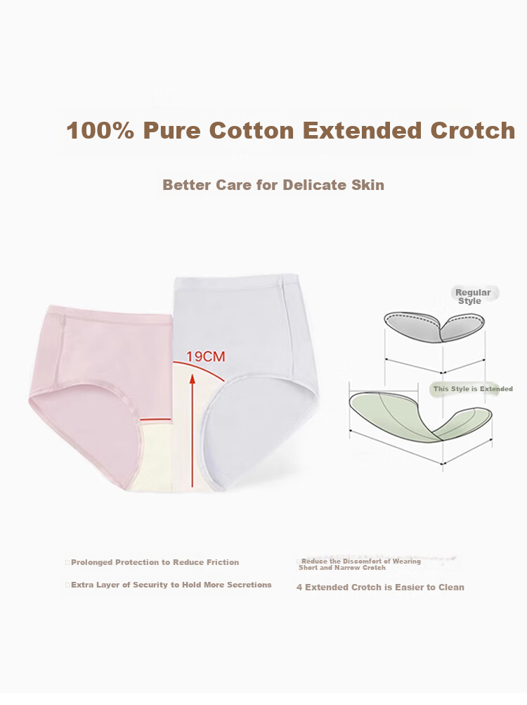 Fulishaonv 60 Xinjiang Long-Staple Cotton Underwear, Extended Antibacterial Crotch, Breathable Triangle Panties, Light Green + Gray Purple + Lotus Pink, L 8
