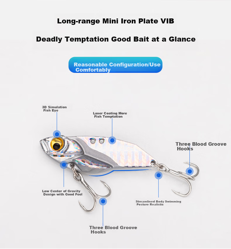 Weilianmeng 7g 6-Pack Tianhe Metal VIB Vibrating Swim Bait Long-Distance Casting Spoon Bass Artificial Bait for Freshwater And Saltwater Fishing Lure Fishing Tackle Accessories 2