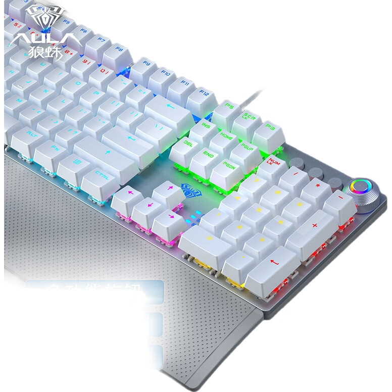 Механическая клавиатура AULA F2088 Wired Gaming Keyboard, 104 клавиши, серебристо-белый цвет, синий переключатель, Elite Edition
