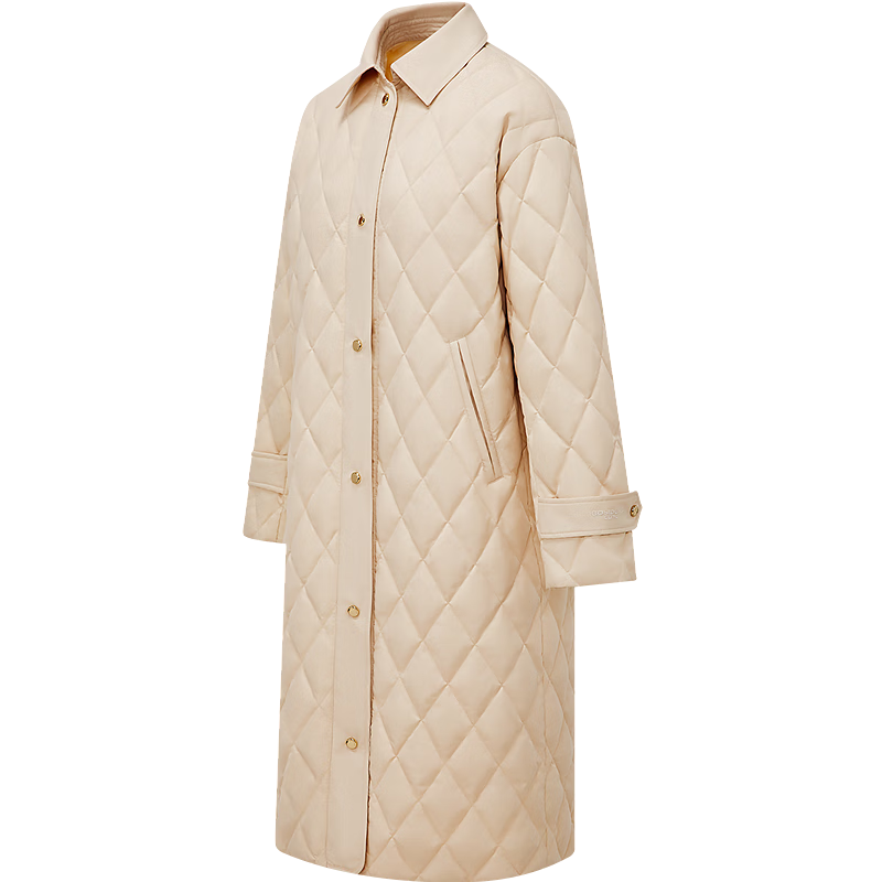 BOSIDENG Spring Autumn 90% Goose Down Lightweight Lapel Slim Fit Long Business Commuter Women's Coat