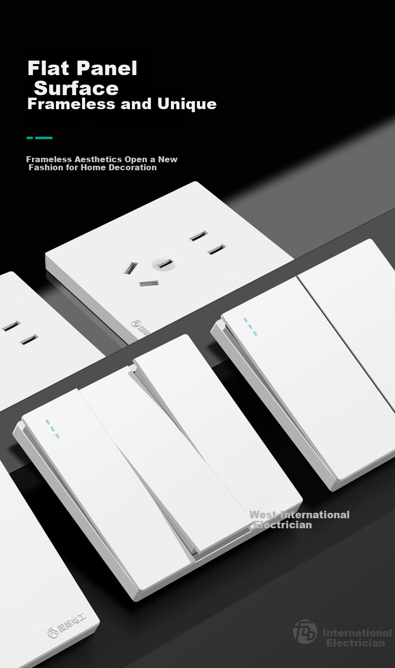 FDD Socket Panel, 86-Type Wall Power Switch, Concealed Recessed Five-Hole Socket, Frameless Large Panel, White, USB+Type-C Five-Hole [20W] White 2