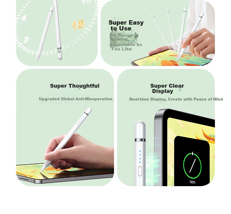 UGREEN Capacitive Stylus Touch Pen [Quick Charge] Compatible with 2026 Pro/Air 8/Mini/iPad11 Tablet Screen IPad Pencil Writing Pe 8