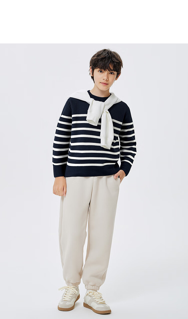Balabala Kids Striped Knit Sweater Boys Girls Autumn Winter Fashionable Pullover Top 7