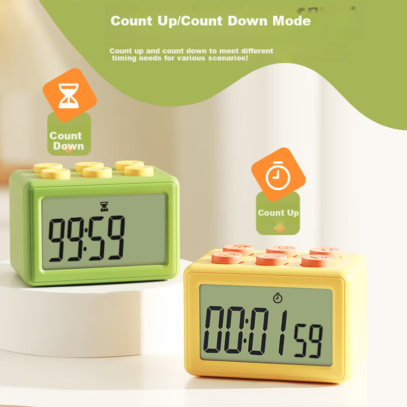 Compas Electronic Timer for Students' Exam Time Management, Kitchen Timing Electronic Alarm Clock 6003 Orange Back-To Seaso
