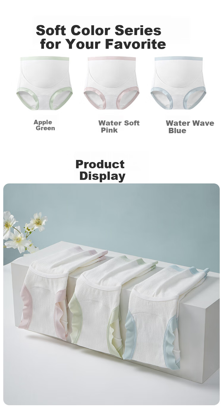 Aibaoshi Maternity Underwear, High-Waist Pure Cotton Antibacterial Crotch, Belly Support Panties for Pregnancy, 3-Pack, XL Size M429 16