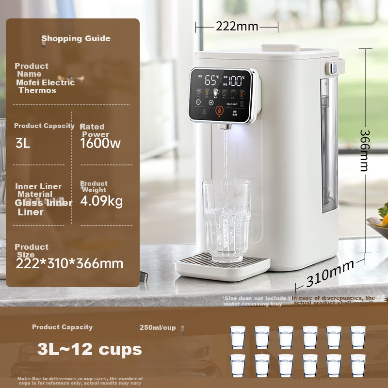 Morphyrichards Electric Kettle, Household Countertop 3L Water Boiler, Temperature Control All-In Automatic Kettle, Direct Drinking Water Dispenser with Detachable Tank, Milk Maker MR6073