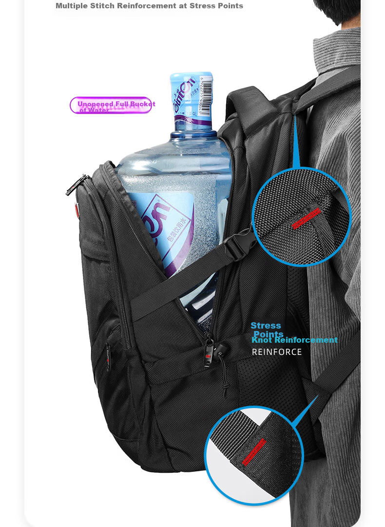 JINSHIWQ Backpack for Men, Large Capacity Business Travel Bag, Laptop Backpack, Hiking Bag, Schoolbag for Middle School, High School And College Students 12