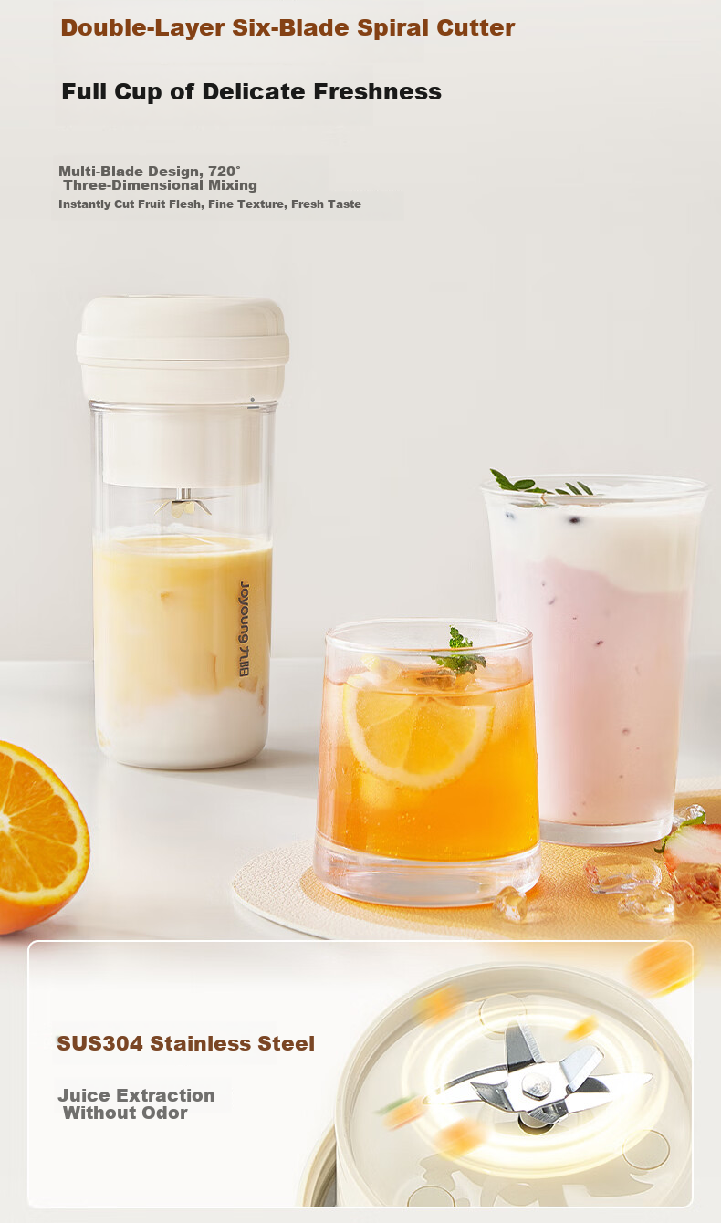 Joyoung Portable Juicer Cup, Fruit And Vegetable Juice Maker, Baby Food Processor, Electric Multi-Function Blender Cup L3-LJ320 2