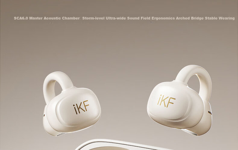 IKF EarClip Bluetooth Headphones, Clip-On True Wireless Open-Ear Headphones, Bone Conduction LDAC High-Resolution Music, Suitable for Students And Sports, Compatible with Apple And Huawei, Elegant Black 2
