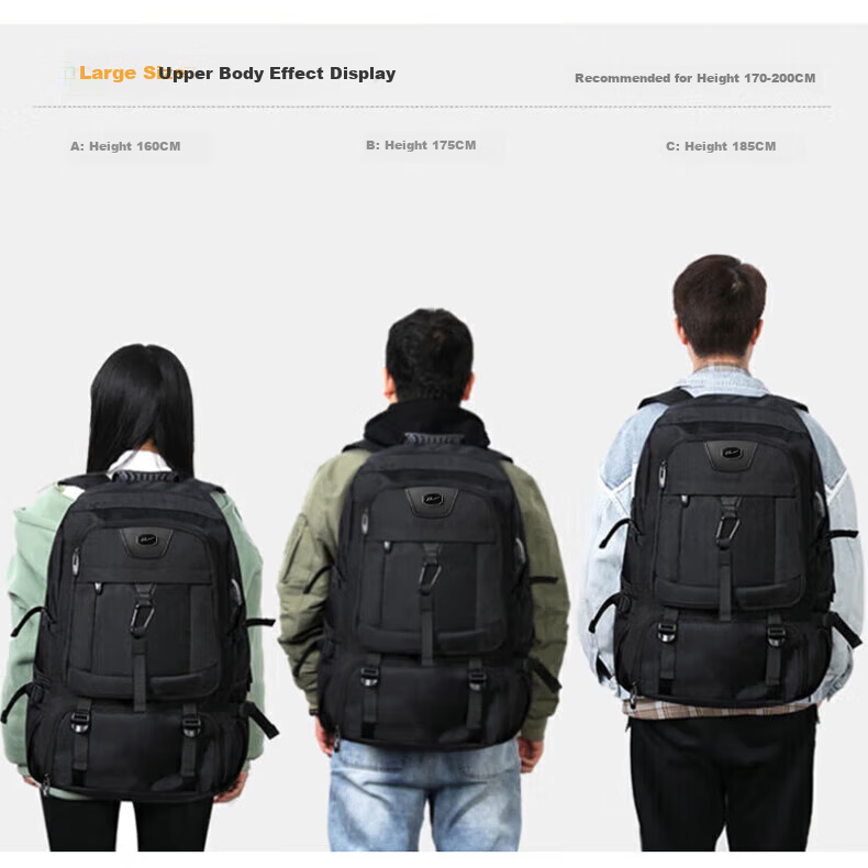 Huili Backpack for Men, Extra Large Capacity Travel Bag, Casual Outdoor Self-Driving Business Trip Luggage Hiking Bag, Student Schoolbag 5