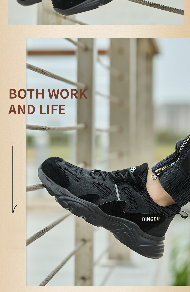Dinggu Men's Safety Work Shoes Steel Toe Anti-Smash and Puncture Resistant JD1589Bhui44 3