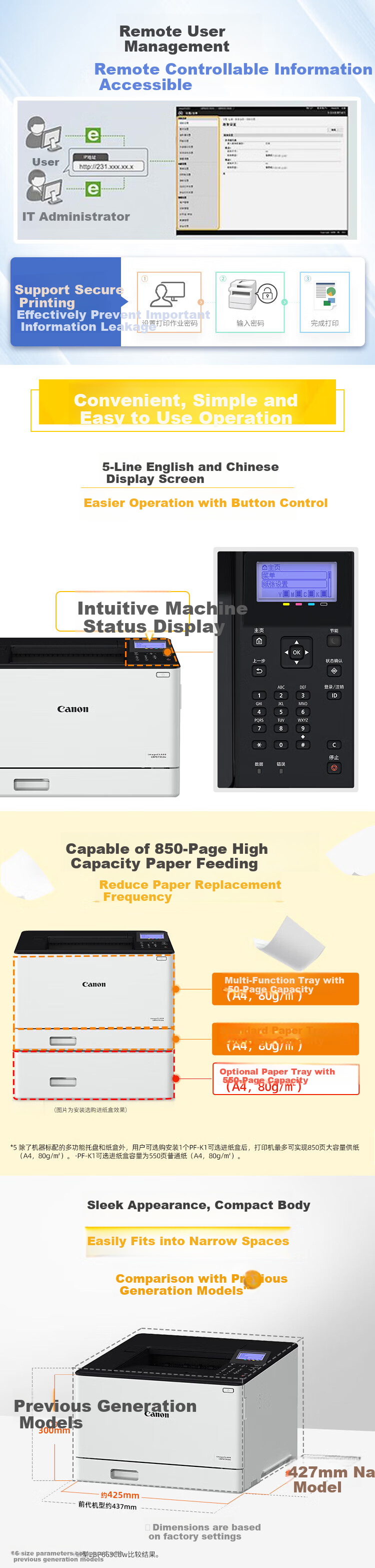 Canon LBP673Cdw A4 Wireless Color Laser Single-Function Printer (Print/Automatic Duplex/Large Capacity Paper Tray for Home Use) 2