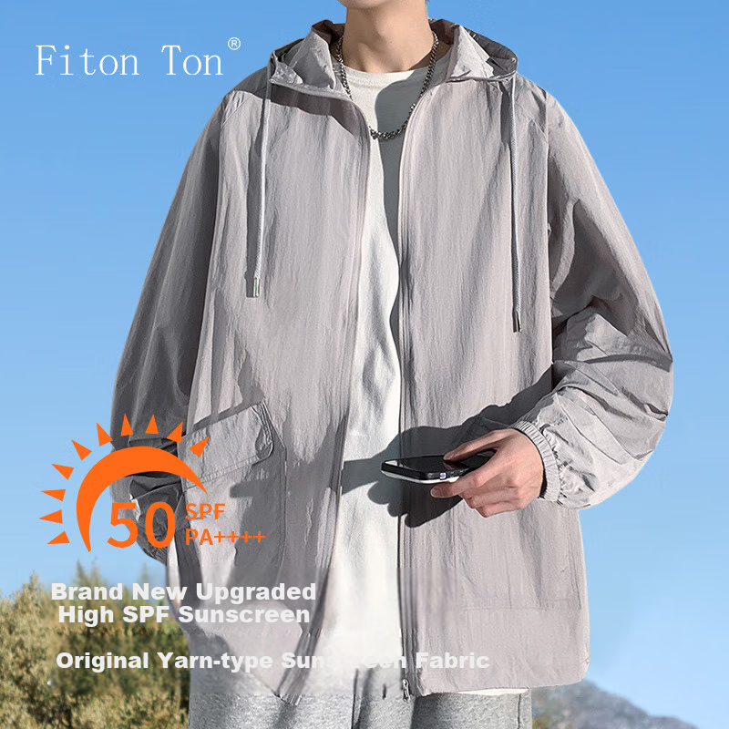 FitonTon Sun Protection Clothing for Men, Lightweight And Breathable Summer Sun Protection Garment, Outdoor Fishing UV-Resistant Men's Jacket, UPF50+ Beach Wear