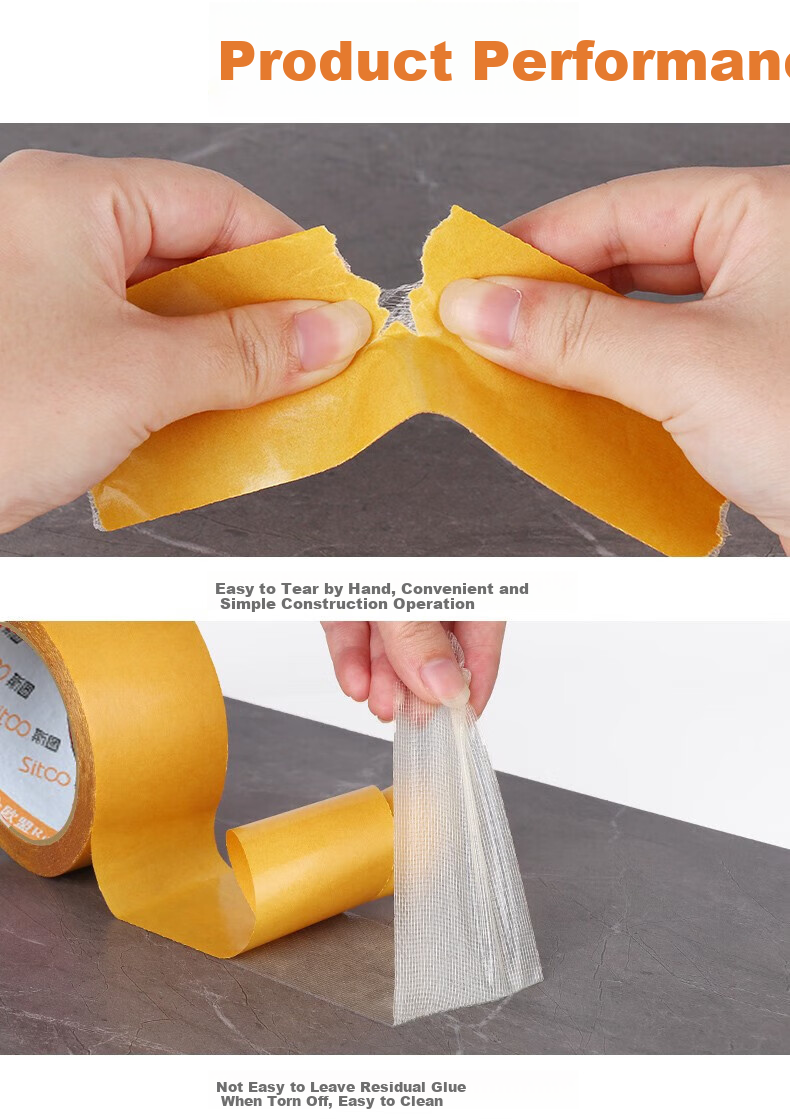 Sitoo Double-Sided Tape, Strong Adhesive, High Viscosity, Fabric-Based Adhesive Tape, Waterproof Mesh Double-Sided Tape, Traceless Adhesive, Carpet Fixing Tape, Spring Festival Couplets, 20mm*20m 3-Roll Package 4