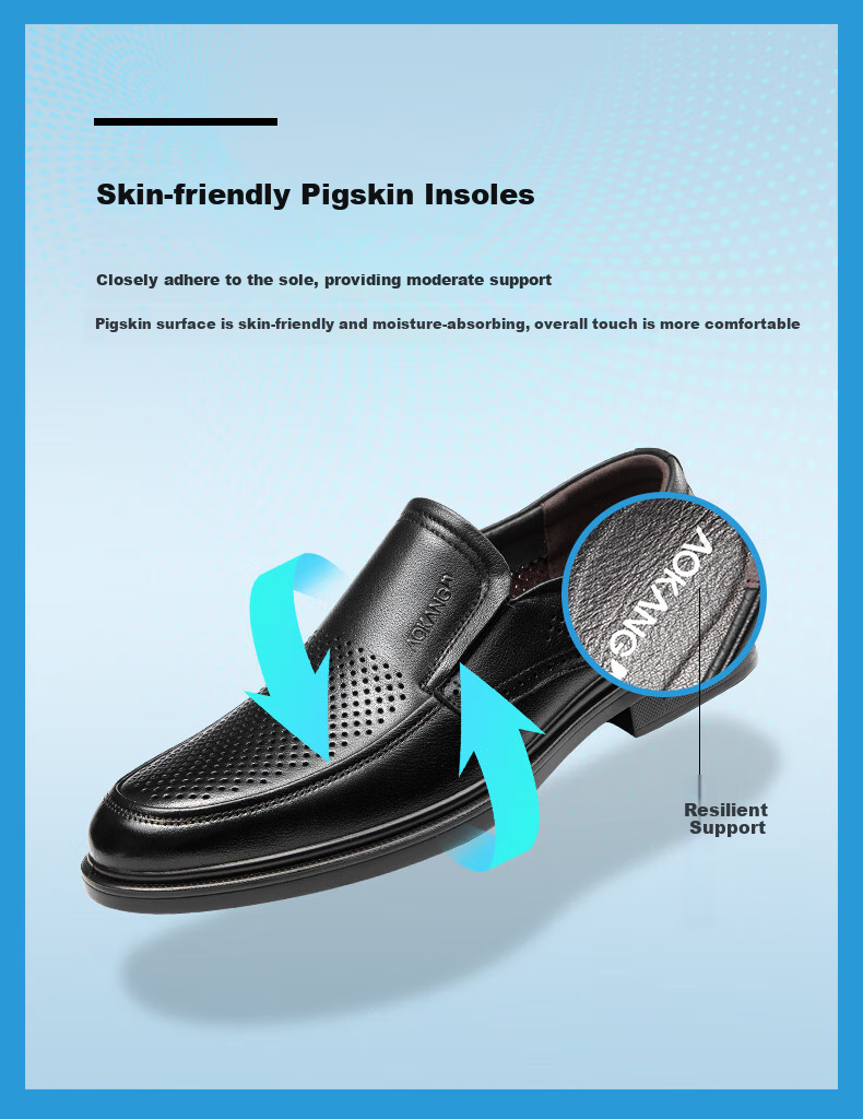 Aokang Official Men's Shoes, Leather Sandals, Summer Hollow-Out Perforated Shoes, Men's Business Casual Leather Shoes, Brown, Size 39 6