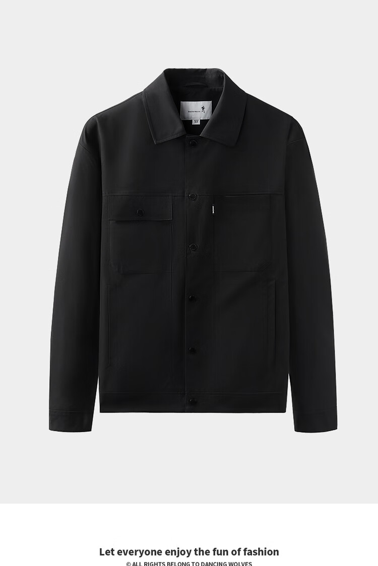DANCING WOLVES [Three-Proof] Workwear Collar Jacket Men Oil-Resistant Outdoor Commuter Waterproof Portable Coat 001 Black L 1