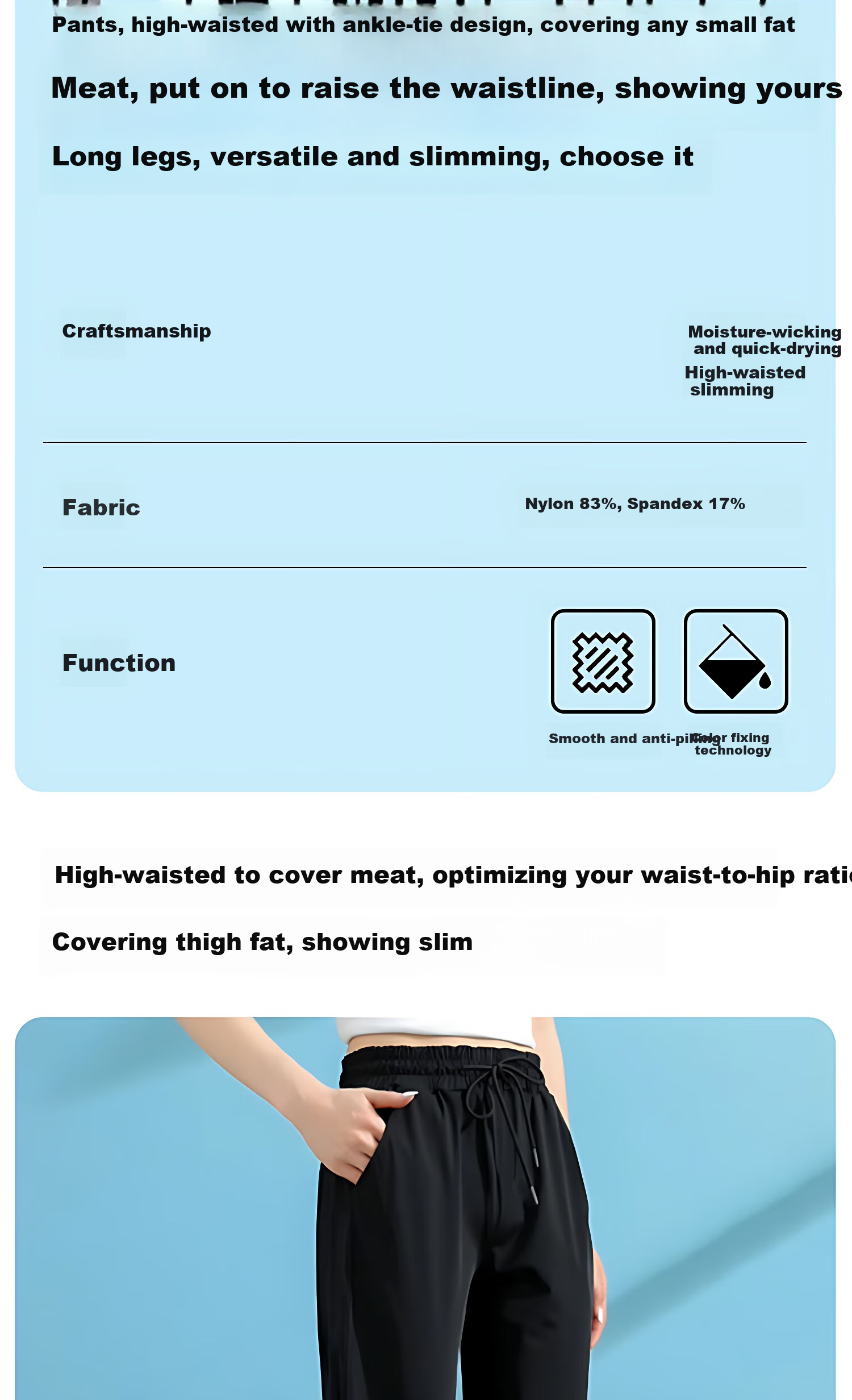 LangSha Ice Silk Sports Pants for Women, Summer Lightweight Loose Casual Pants, Harem Joggers, Black Slimming Quick-Dry Women's Trousers 2