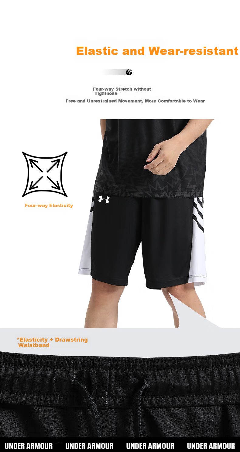 Under Armour Quick-Dry Sports Shorts, Running Training Basketball Shorts, Competition Uniforms, Breathable Comfortable Knee-Length Shorts 3