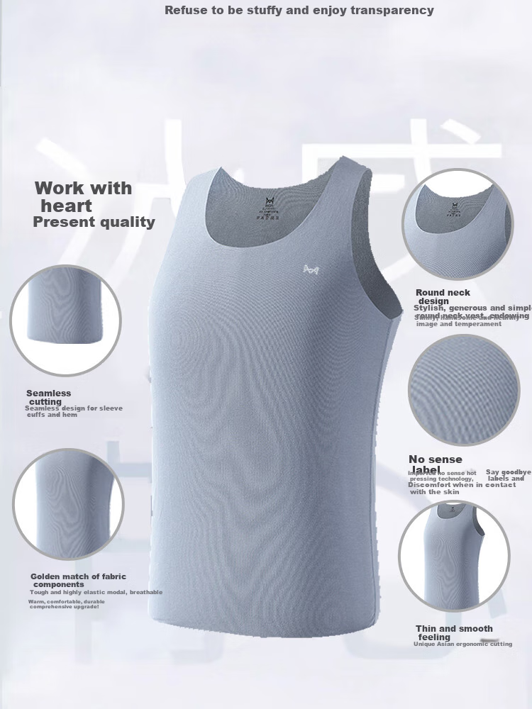 MiiOW Modal Men's Tank Top, Lightweight Summer Undershirt, Athletic Sleeveless Vest, Quick-Dry Seamless Underwear for Me 3