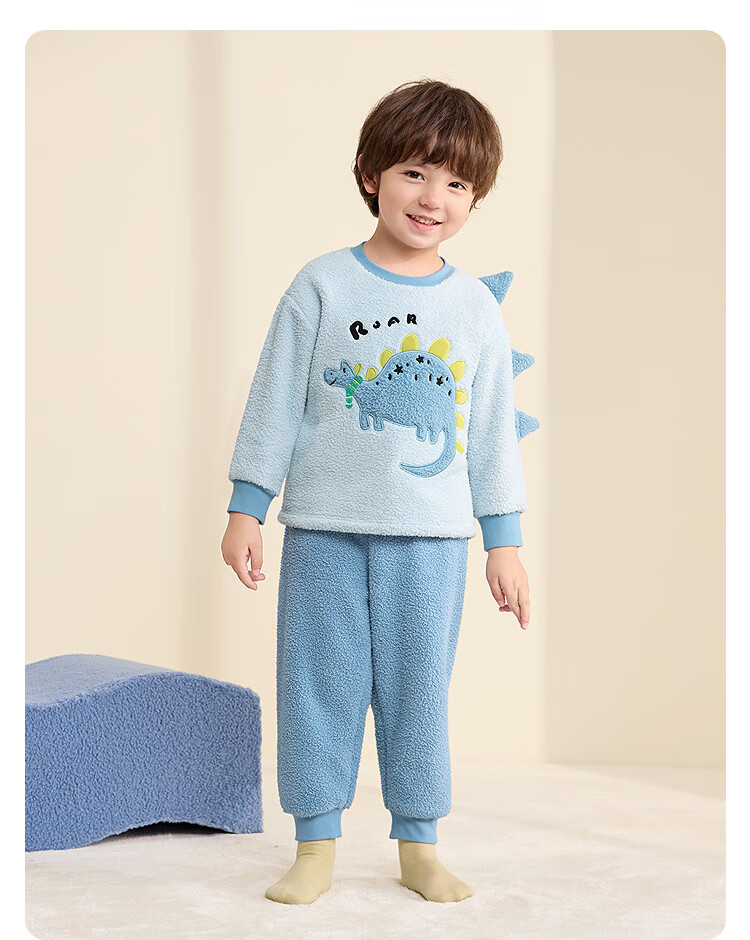 BALABALA BalaOne Baby Pajama Set, New Winter Style, Half-Fleece, Boys And Girls Home Wear, Warm 18
