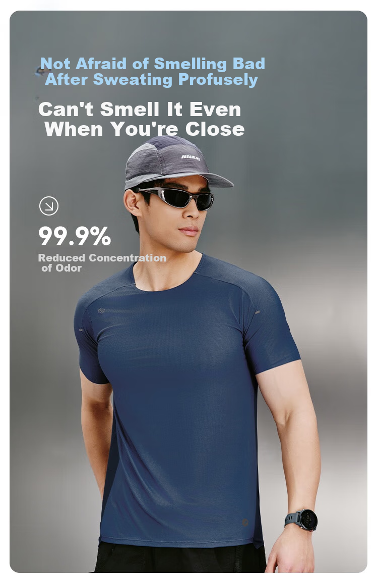 JD Original Summer Men's Breathable Sports Short-Sleeve Sweat-Wicking Quick-Dry Running Outdoor T-Shirt, Black, Size S 7