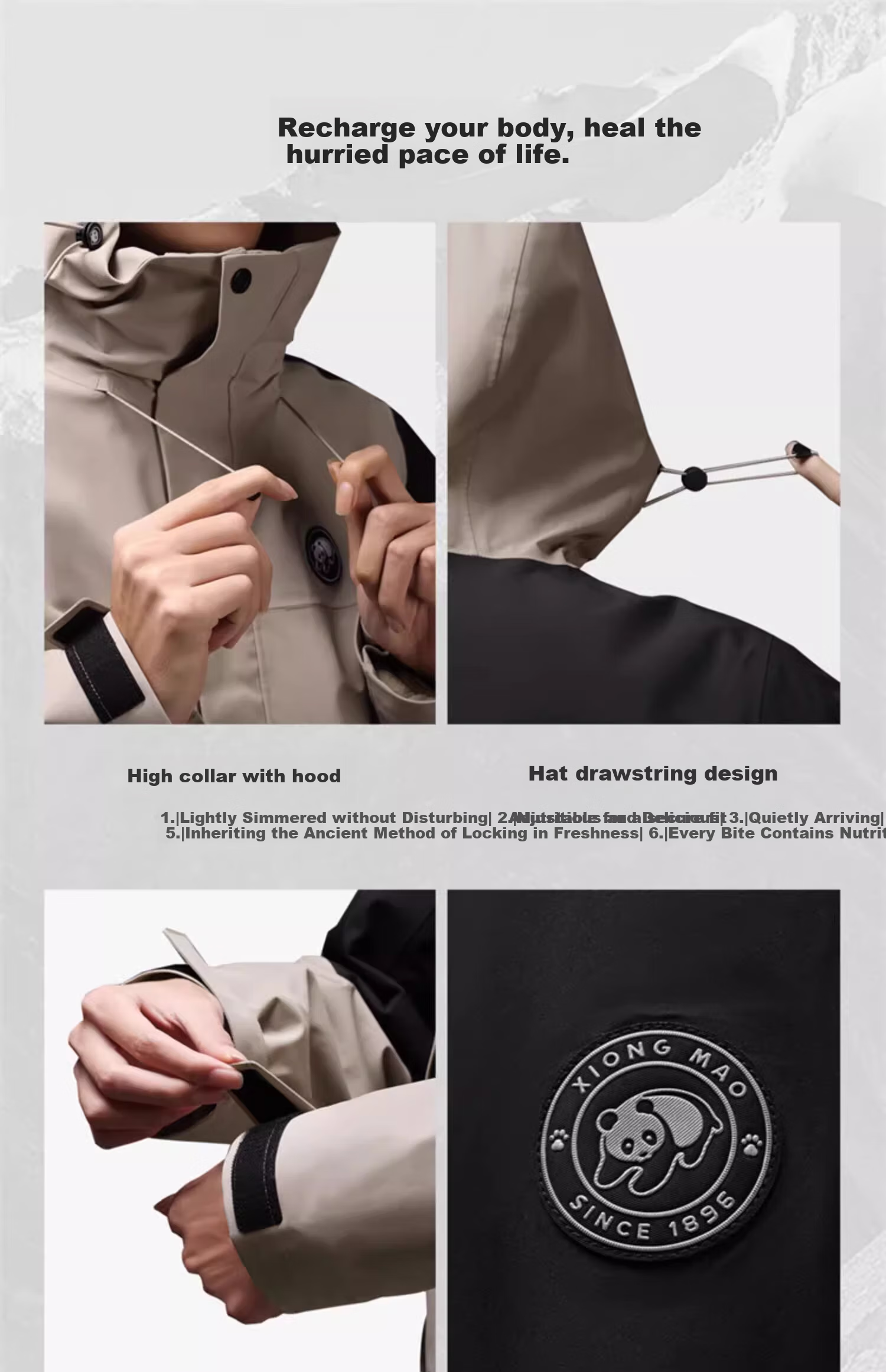 CAMEL Panda Outdoor Jacket for Men And Women, Winter Windproof And Cold-Resistant Travel Fleece Three-In Mountaineering Suit 20