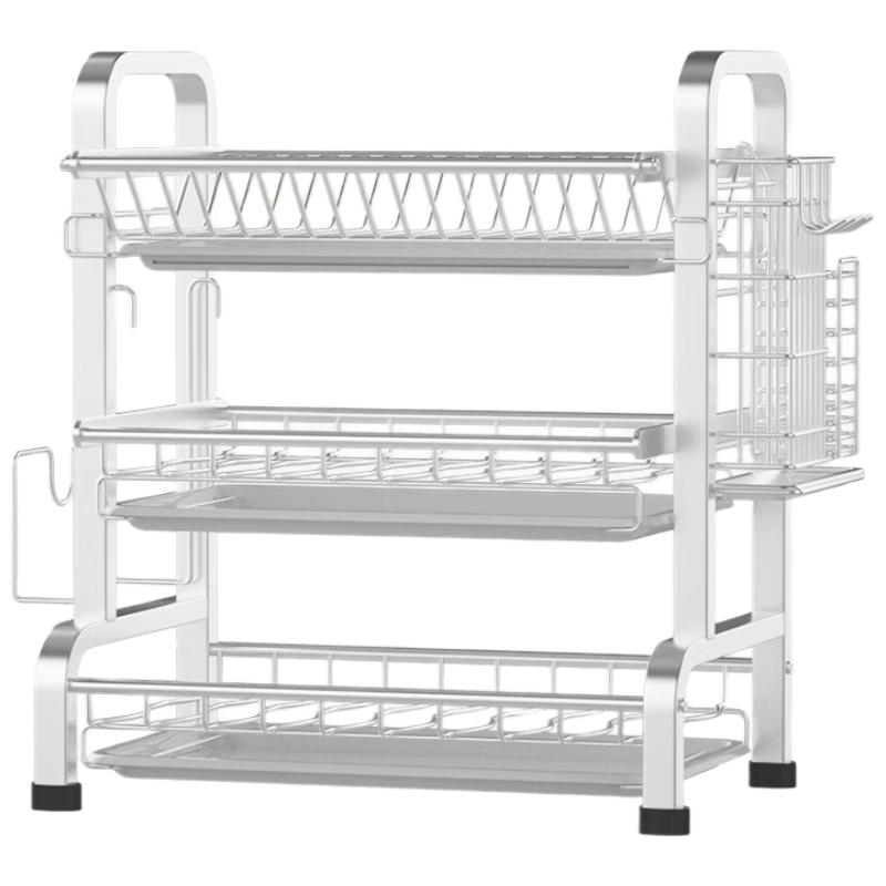 JD Original Bowl And Plate Storage Rack, Countertop Organizer, Draining Dish Rack, Cutting Board And Knife Holder, Kitchen Cooking Utensils [3-Tier Thickened]