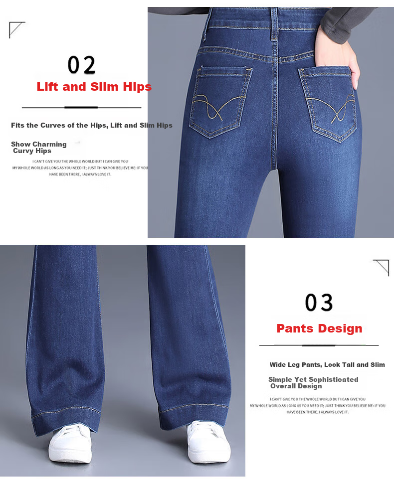 Pierre Cardin High-Waisted Slightly Flared Jeans for Women, Autumn Slimming Loose Versatile Stretchy Cropped Pants, Light Blue, Size 32 6