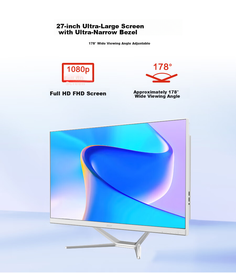 Acer Hummingbird All-In Desktop Computer, 27-Inch (Intel New Twin Lake N150, 16GB RAM, 512GB SSD) 6