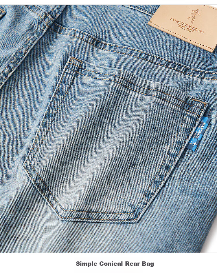 DANCING WOLVES [Lightweight And Breathable] Summer Comfortable Stretchy Loose Washed Casual Men's Denim Shorts, Medium Blue, Size 31 6